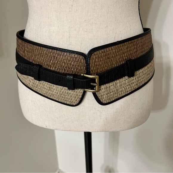 Faux Straw Woven Belt with Silver Buckle SZ ML - Picture 1 of 5